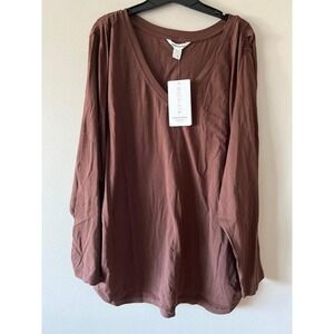 Athleta Outbound V-Neck Top Java Brown 3X NWT
